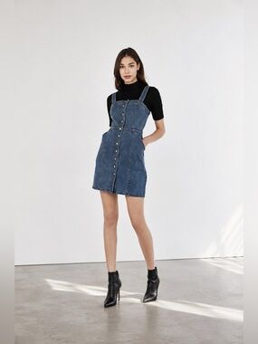 💙 Express Denim Button Front Mini Dress XS Good Condition